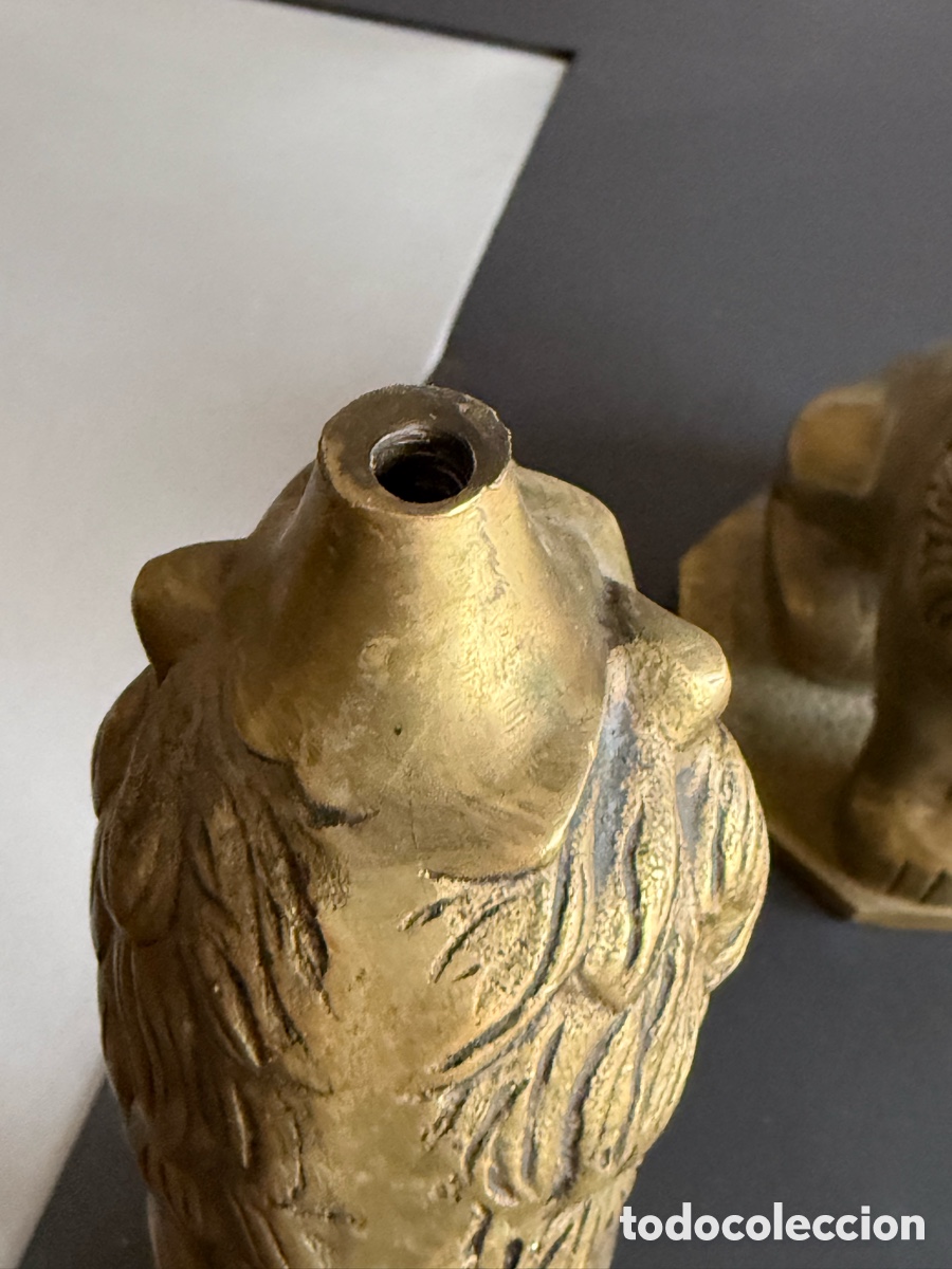 Antig&uuml;edades: PAREJA DE LEONES BRONCE. - Foto 4