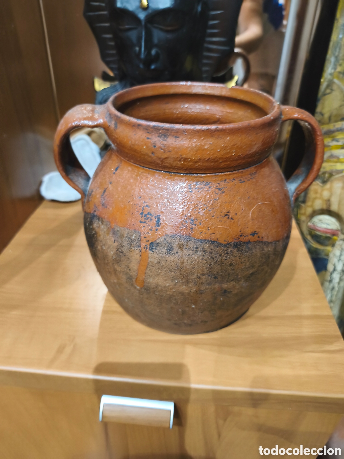Antiquit&auml;ten: Antigua olla de barro cocido con dos asas