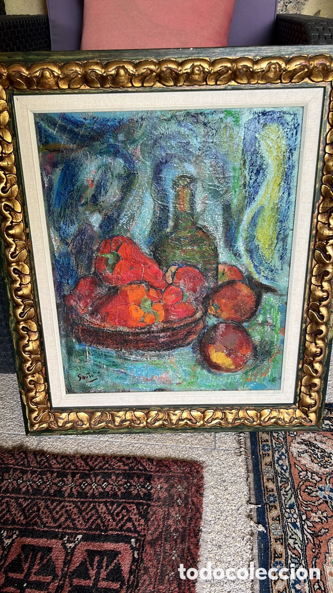 Antig&uuml;edades: Pintura gallega &oacute;leo sobre lienzo firmado SOUTO a identificar