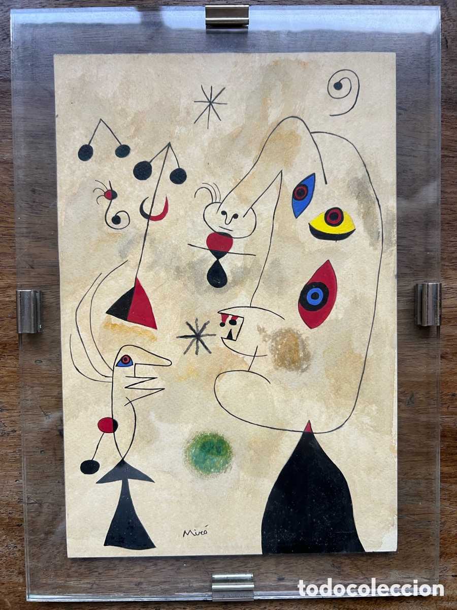 Antig&uuml;edades: Dibujo sobre papel firmado Miro