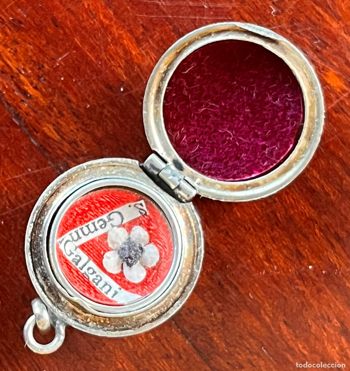 Antig&uuml;edades: ANTIGUO RELICARIO DE SANTA GEMA GALGANI, RELIQUIA BAJO CRISTAL, 1,9 CM