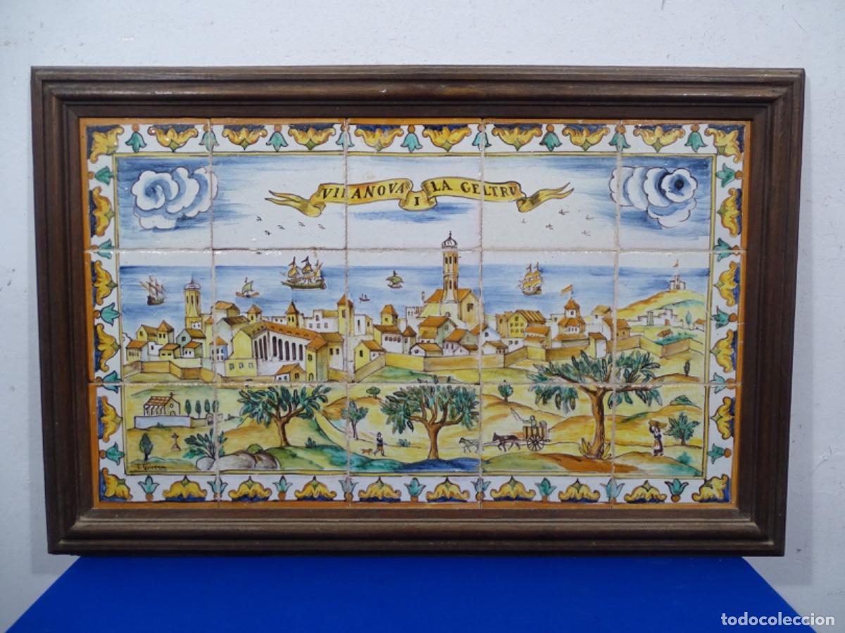 Antig&uuml;edades: PLAF&Oacute;N DE AZULEJOS PINTADOS A MANO. JOAN BAPTISTA GUIVERNAU. VILANOVA I LA GELTRU.