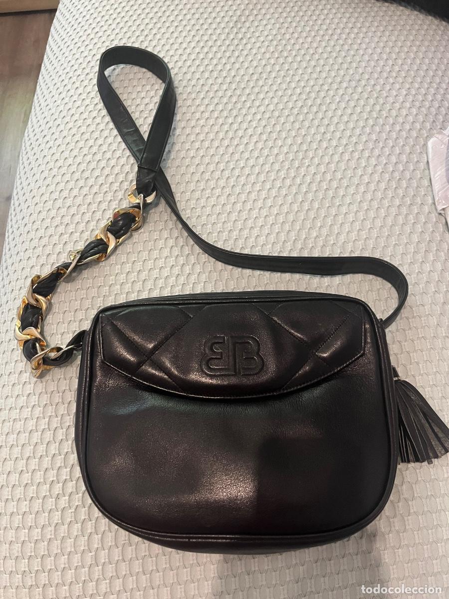 Antig&uuml;edades: Bolso de cuero vintage color negro