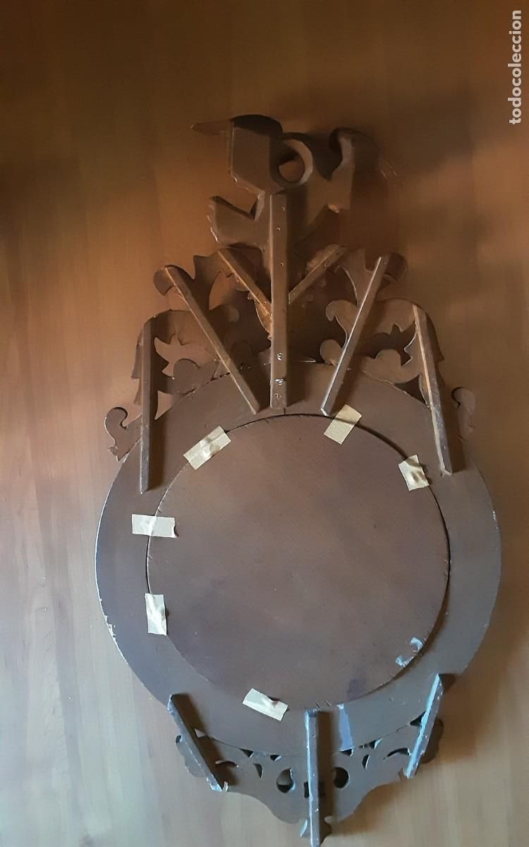 Antig&uuml;edades: Cornucopia espejo madera tallada y dorada con pan de oro finales del S-XIX 93x50cms - Foto 6