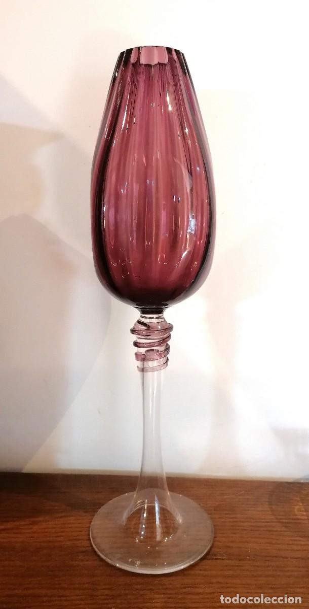 Antig&uuml;edades: Gran copa de cristal 46 cm. Vintage. Dise&ntilde;o italiano. Murano.