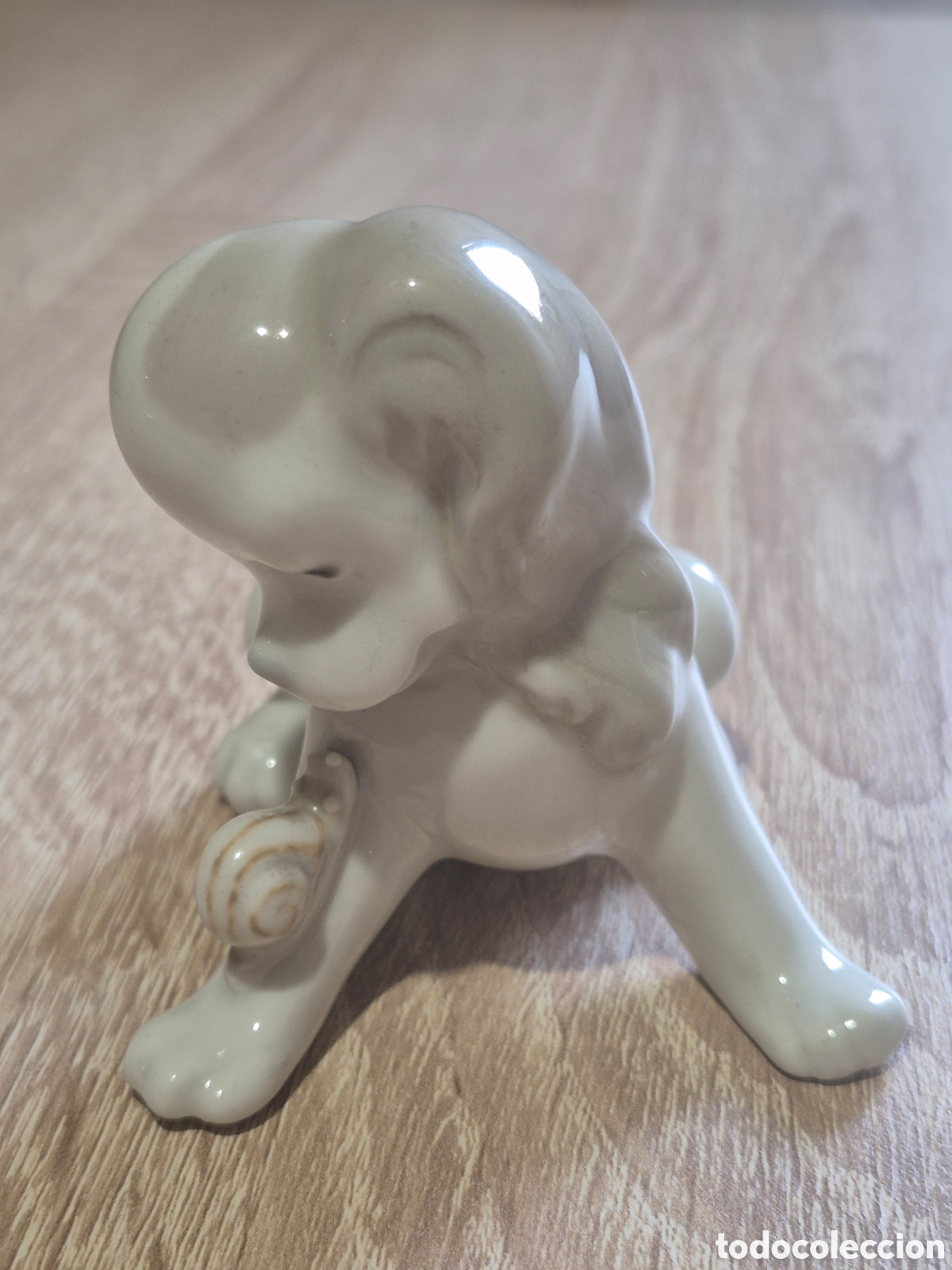 Antig&uuml;edades: Antigua Figura LLADR&Oacute; - Perro con Caracol (Fulgencio Garc&iacute;a) &middot; VARIANTE 1960 &middot; &iexcl;CARACOL INTACTO!