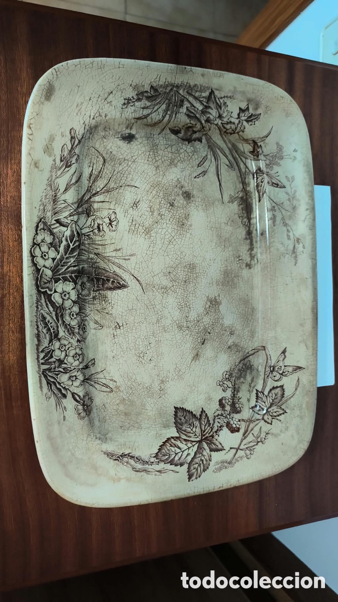Antig&uuml;edades: Bandeja porcelana Inglesa &eacute;poca Victoriana,siglo XIX