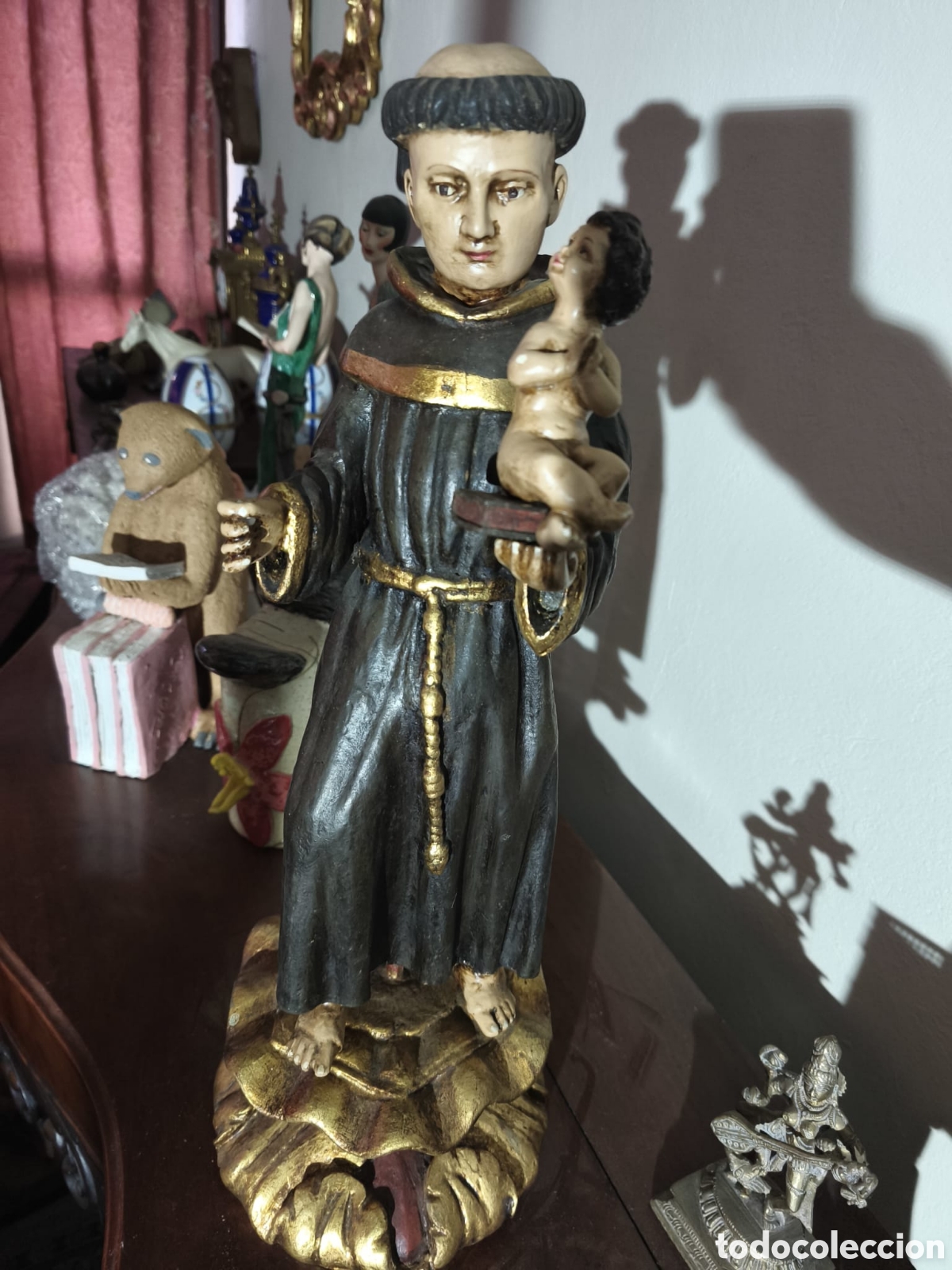 Antig&uuml;edades: Antigua talla San Antonio de Padua en madera policromada