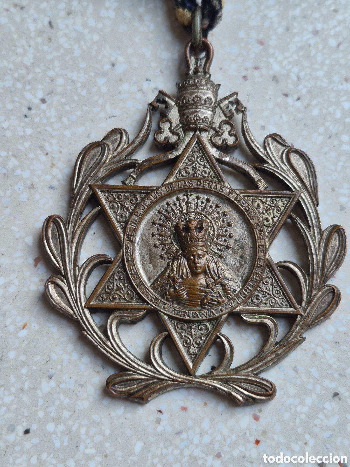 Antig&uuml;edades: Medalla Hermandad de la ESTRELLA -SEMANA SANTA SEVILLA - TRIANA - 7 cm. - Antigua - EXCELENTE