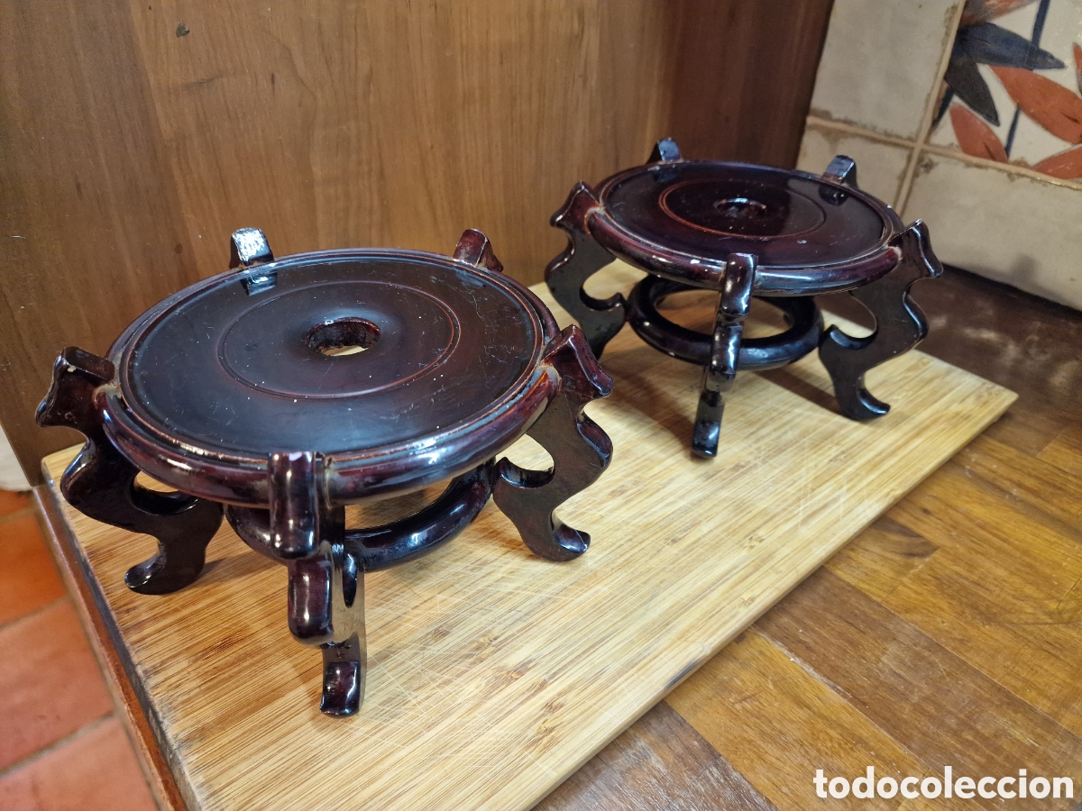Antig&uuml;edades: 2 bases identicos para jarron chino - Foto 2