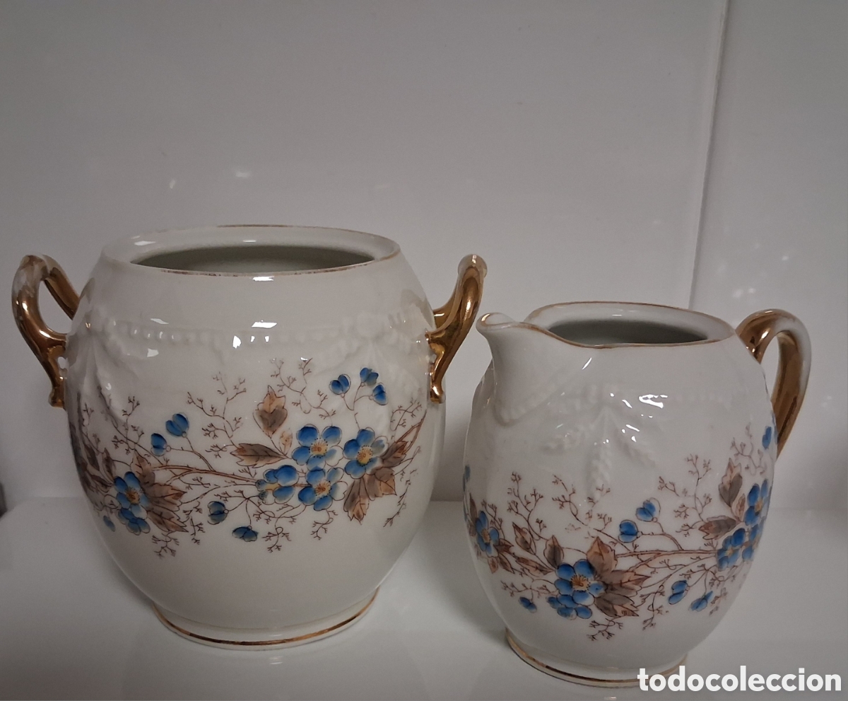 Antig&uuml;edades: Lechera y azucarero porcelana