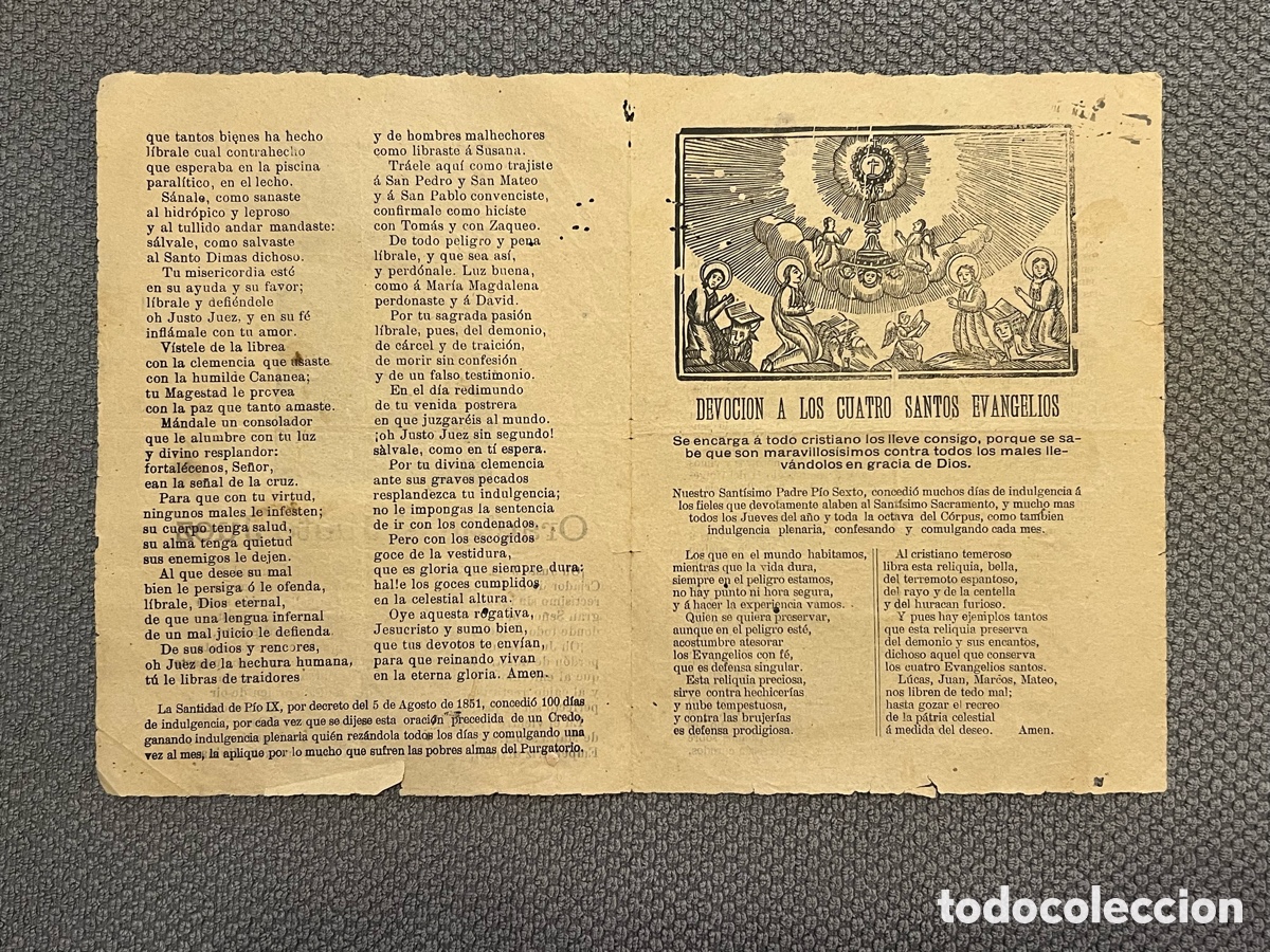 Antiquit&eacute;s: DEVOCI&Oacute;N A LOS CUATRO SANTOS EVANGELIOS (fin Siglo XIX) antigua tradici&oacute;n de la literatura religiosa