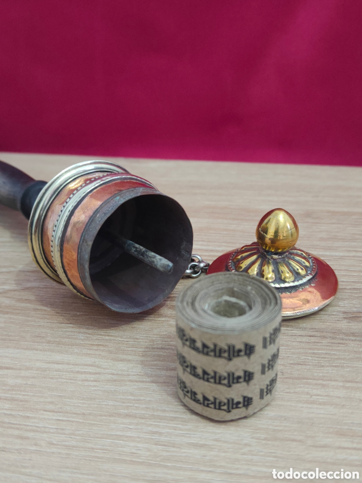 Antig&uuml;edades: Molinillo Oraci&oacute;n Tibetano con Rollo