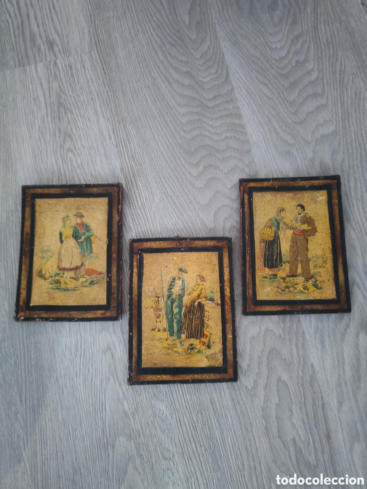 Antig&uuml;edades: Tr&iacute;o Cuadros Vintage Provincias Francia a&ntilde;os 50