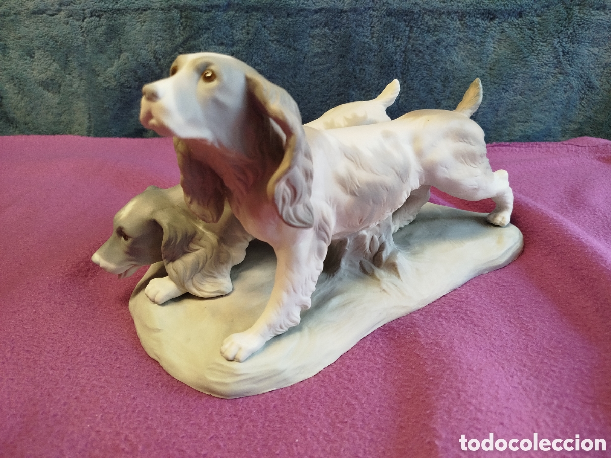Antiques: PAREJA DE PERROS COCKER SPANIELS, LLADR&Oacute;. SIN CATALOGAR.