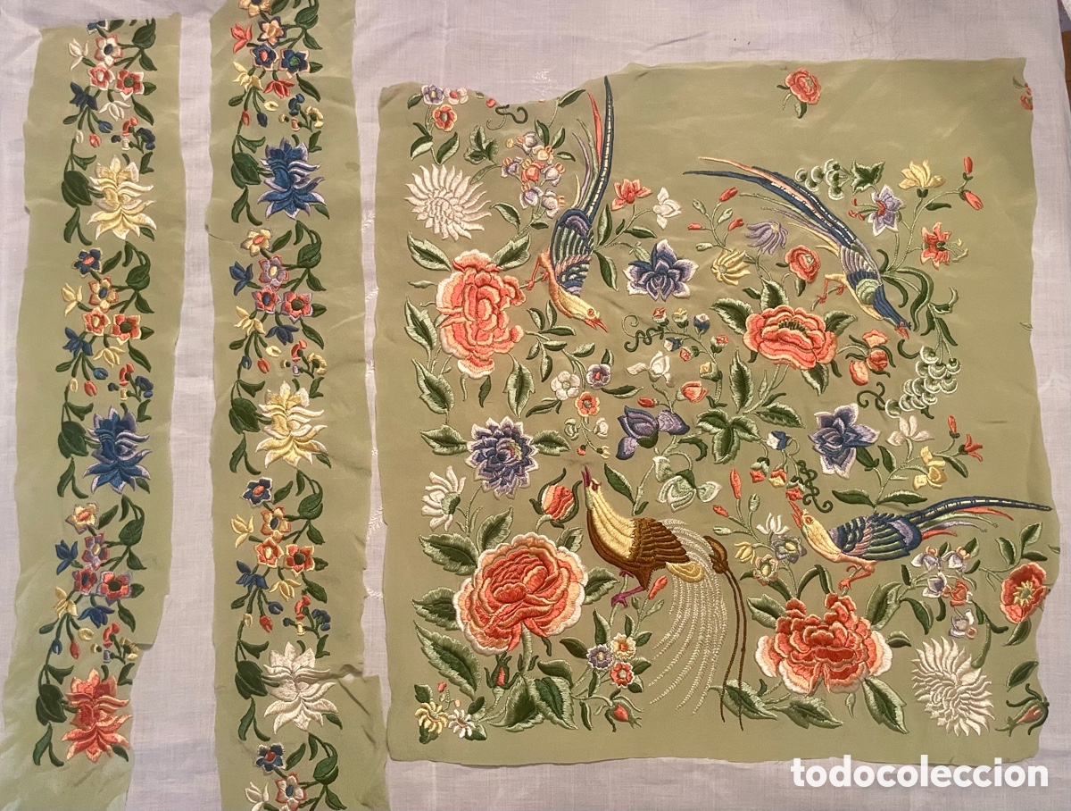 Antig&uuml;edades: Bordados con Flores y P&aacute;jaros