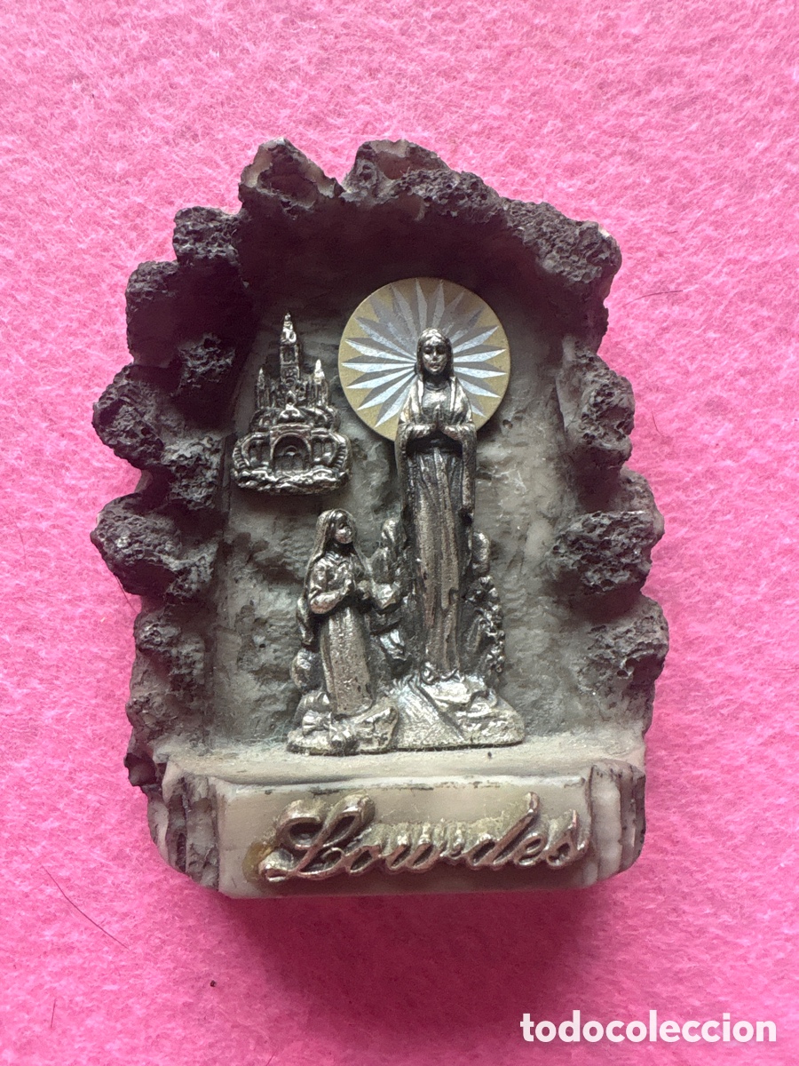 Oggetti Antichi: Antigua imagen religiosa virgen de Lourdes (A8)