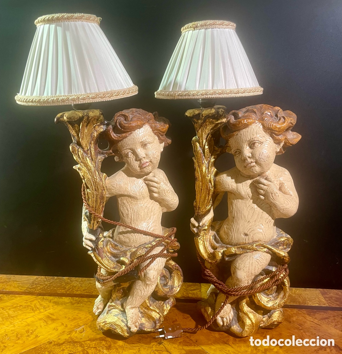 Antig&uuml;edades: 2 L&aacute;mparas de Angelitos