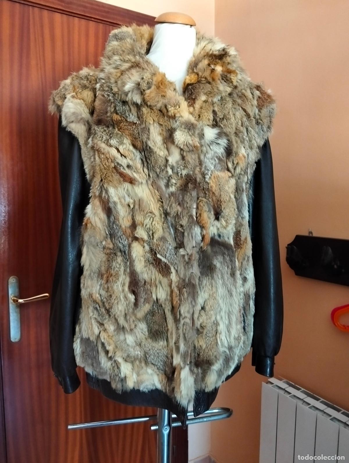 Antig&uuml;edades: Abrigo de piel marr&oacute;n pieles zorro o similar vintage chaquet&oacute;n pelo invierno antiguo a&ntilde;os 60-70