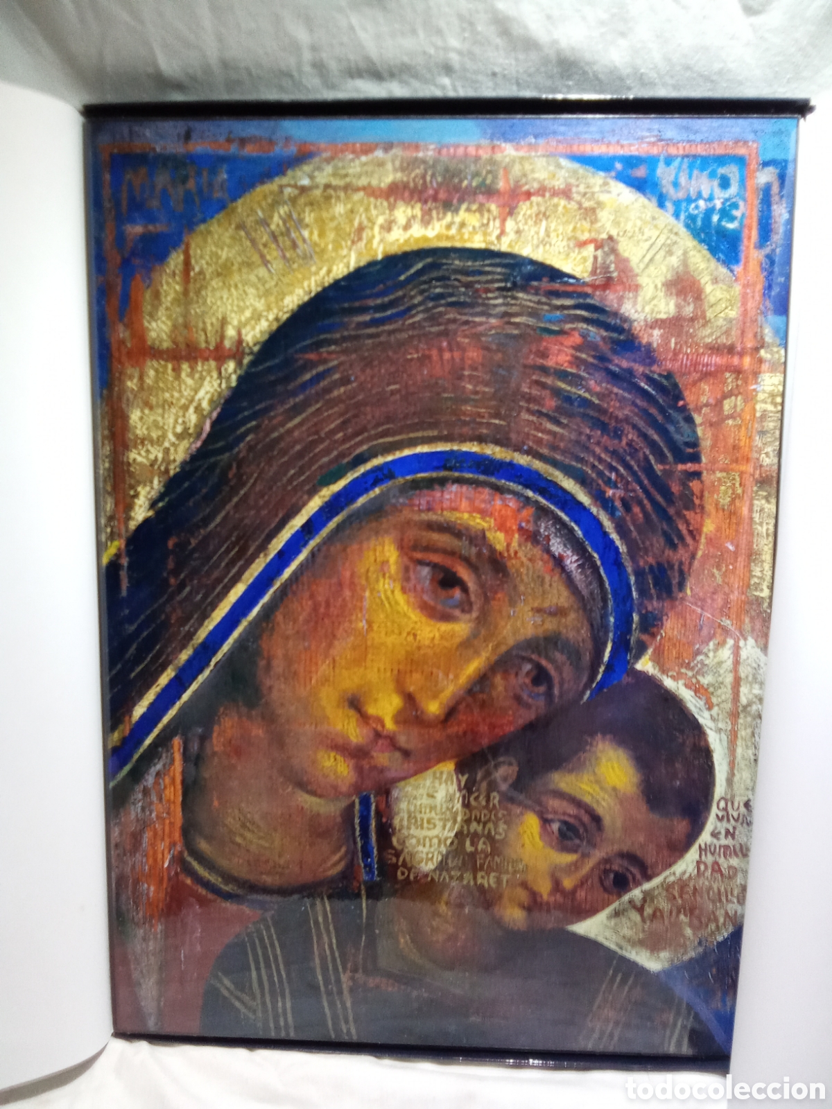Antiguidades: IC&Oacute;NO RELIGIOSO ESTILO ORTODOXO SOBRE TABLA DE MADERA A ESTRENAR VIRGEN DEL CAMINO KIKO ARGUELLO