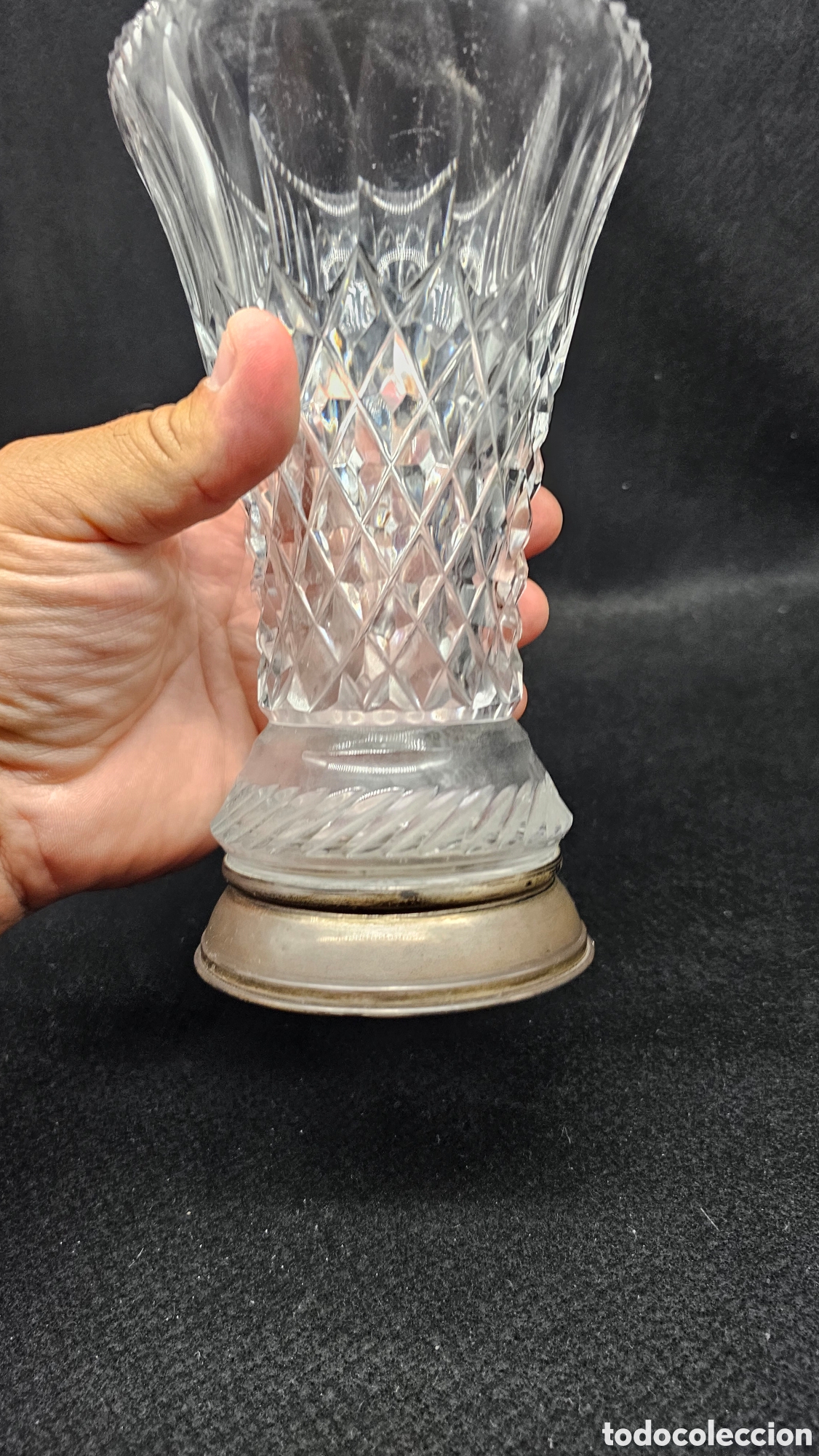 Antig&uuml;edades: Jarron de plata de ley contrastada y cristal - Foto 2