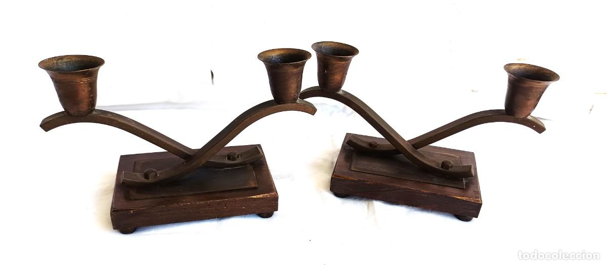 Antig&uuml;edades: Candelabros - Lat&oacute;n fundido, Lat&oacute;n dorado, Roble - Candelabros bronce Reino Unido - 1960-70