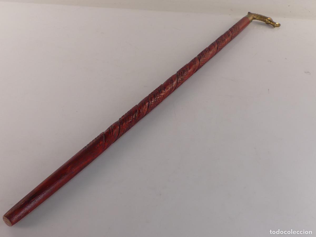 Antig&uuml;edades: BASTON DE MADERA MANGO DE LATON O BRONSE OBJETO DE COLECCION - Foto 7