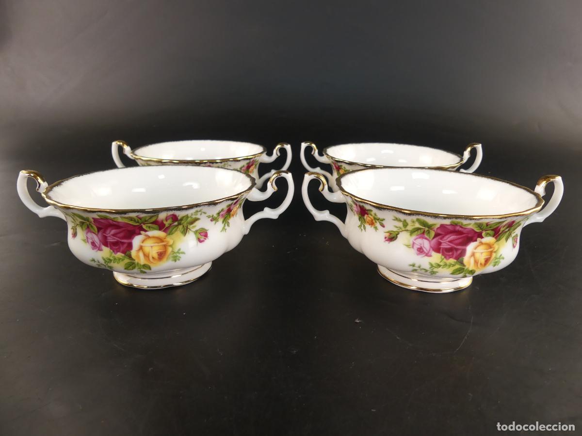 Antiques: JUEGO DE 4 TAZAS DE PORCELANA INGLESA ROYAL ALBERT SERIE OLD COUNTRY ROSES