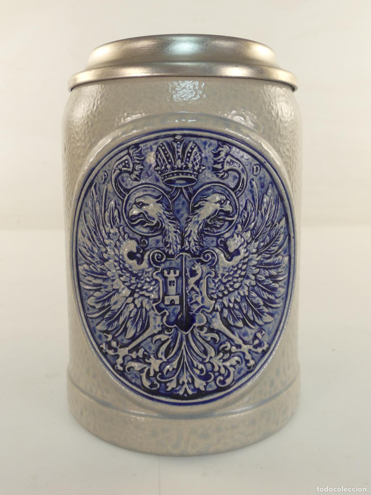 Antiquit&auml;ten: BONITA JARRA DE PORCELANA TAPA DE ZINC