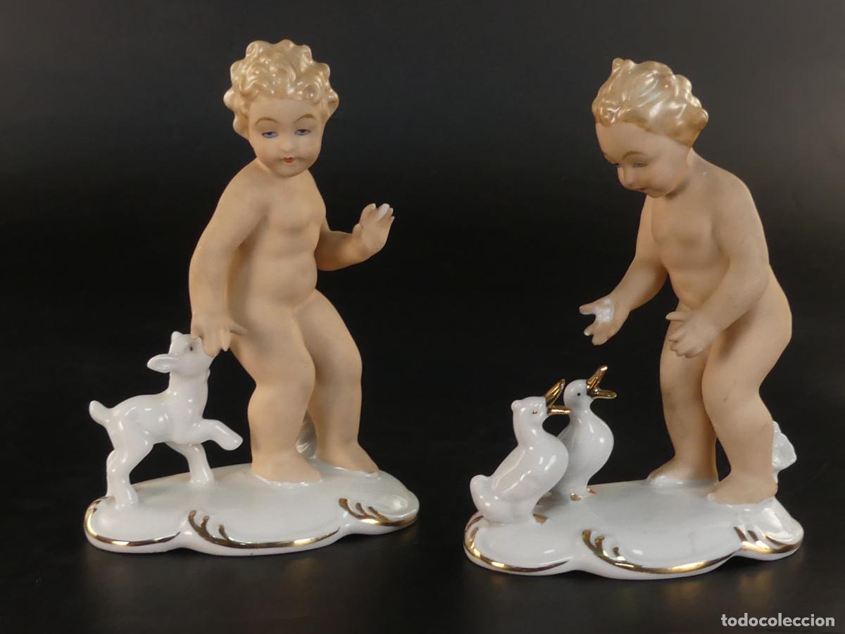 Antiquit&auml;ten: JUEGO DE 2 FIGURAS DE PORCELANA GEROLD PORZELLAIN ALEMANIA