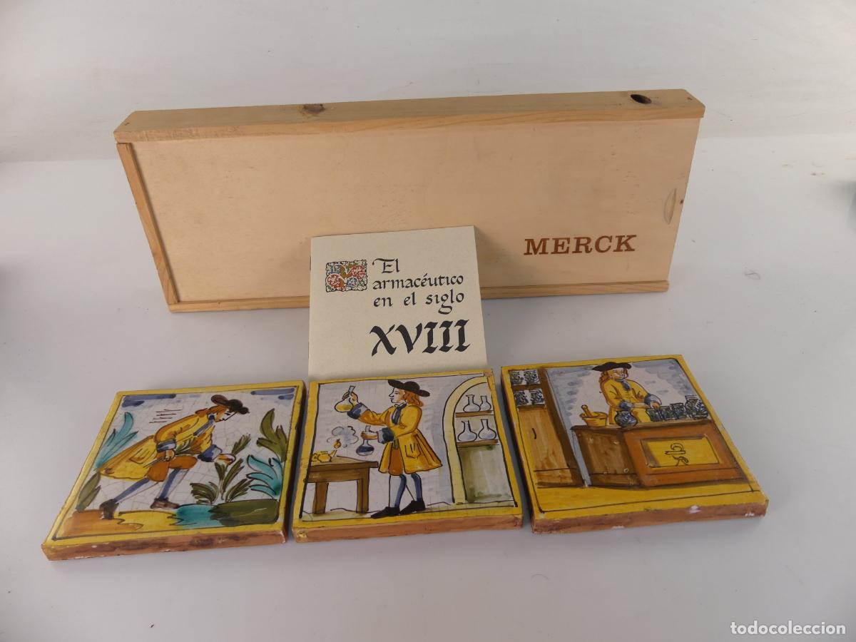 Antiquit&auml;ten: JUEGO DE 3 AZULEJOS EL FARMACEUTICO EN EL SIGLO XVIII REEDICION