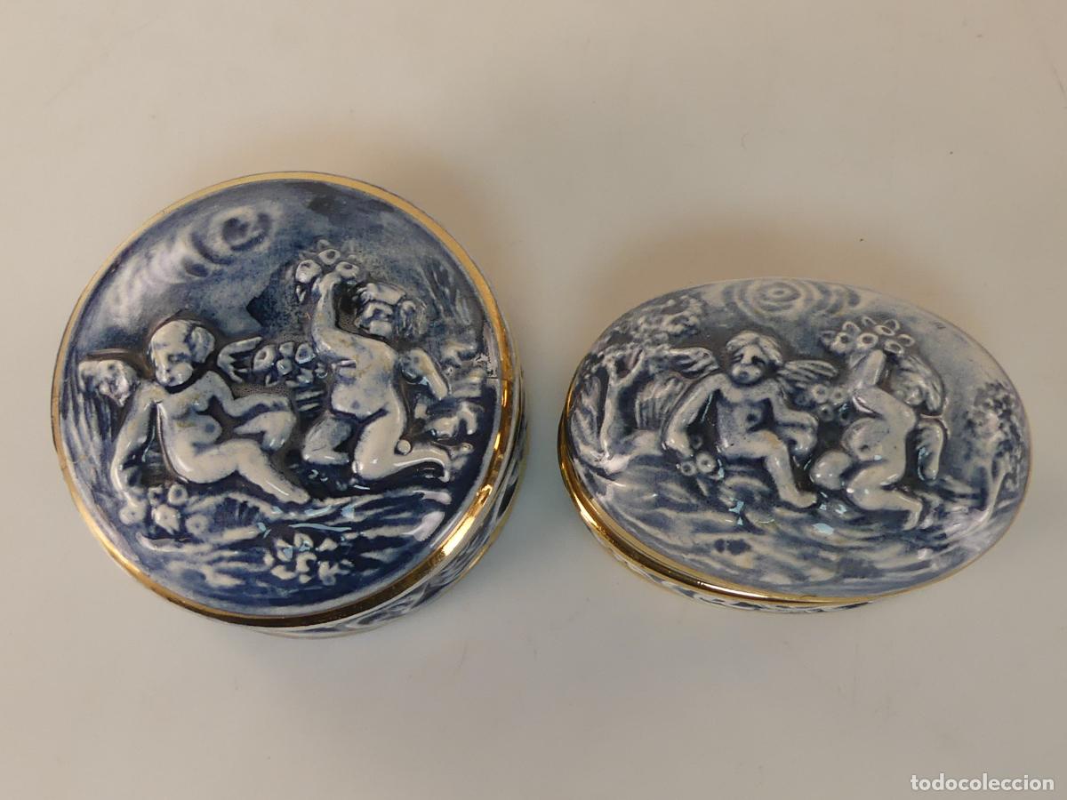 Antiquit&auml;ten: JUEGO DE 2 CAJAS DE PORCELANA DE CAPODIMONTE FIGURAS DE RELIEVE