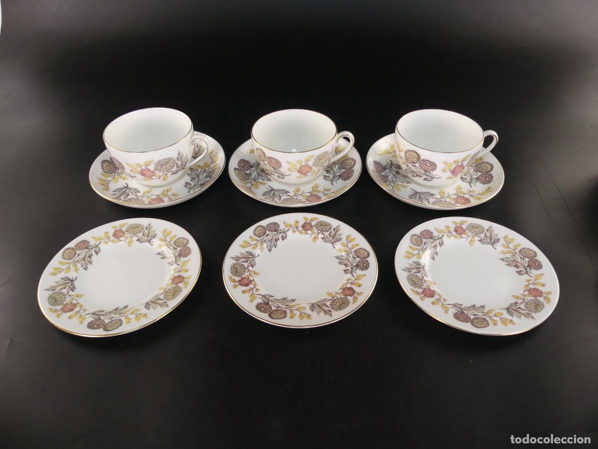 Antiques: JUEGO DE 3 TAZAS Y 6 PLATOS DE PORCELANA INGLESA WEDGWOOD