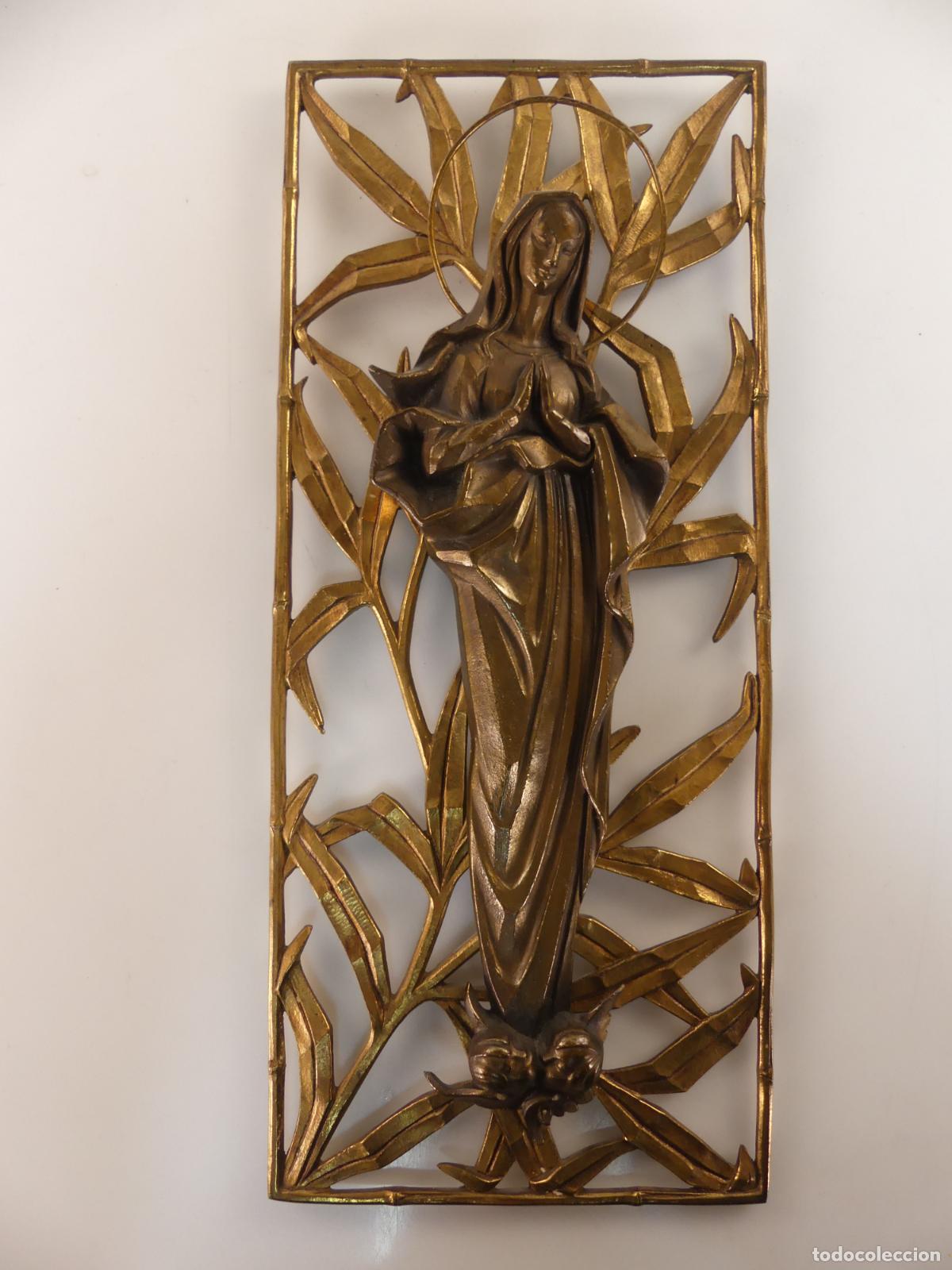 Antig&uuml;edades: BONITA DECORACION RELIGIOSA IMAGEN DE VIRGEN