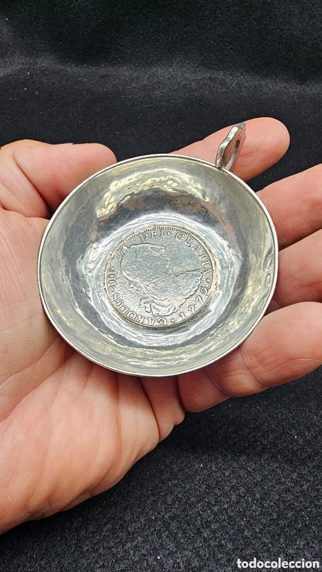 Antig&uuml;edades: Antiguo catavinos de plata de ley contrastada
