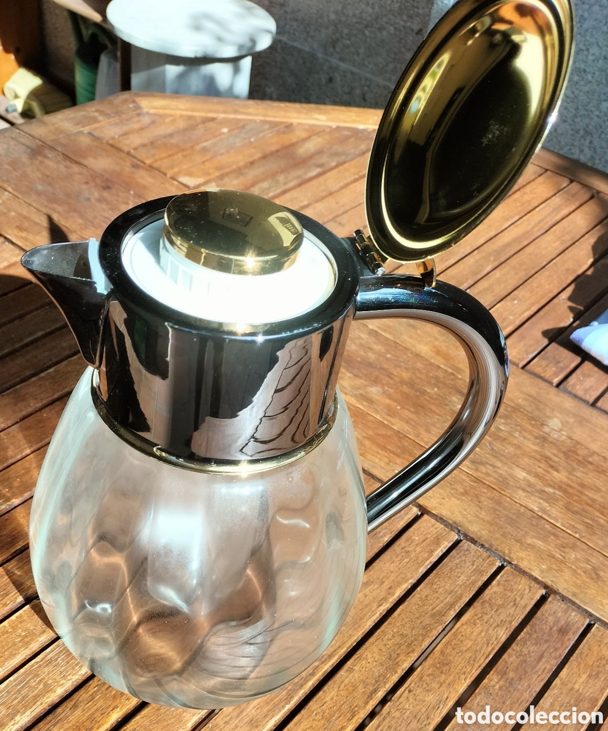 Antig&uuml;edades: Jarra Kalte Ente a estrenar Cristal y Metal dorado 25cm