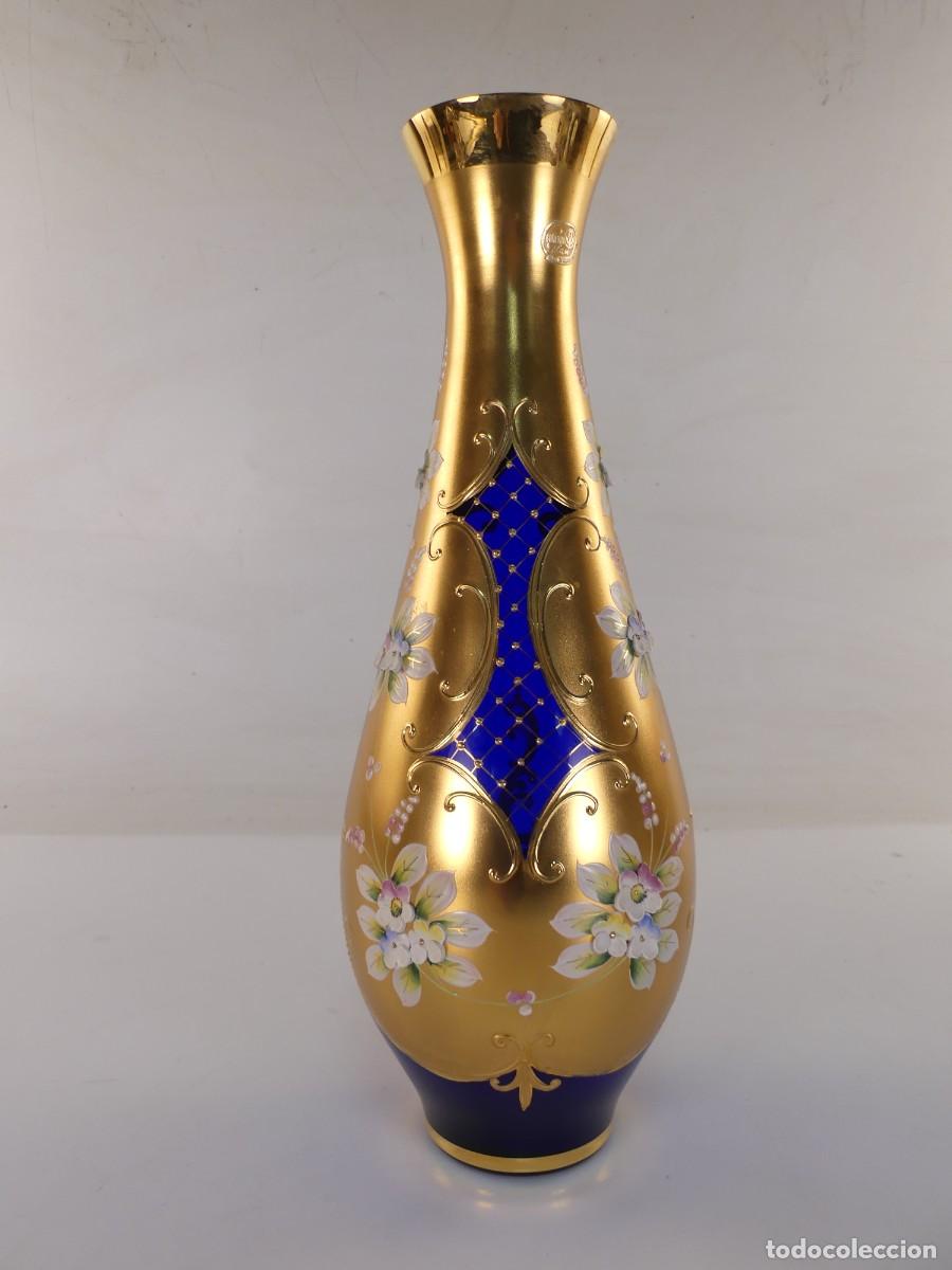 Antiquit&eacute;s: PRECIOSO FLORERO DE CRISTAL DE BOHEMIA DECORADO A MANO