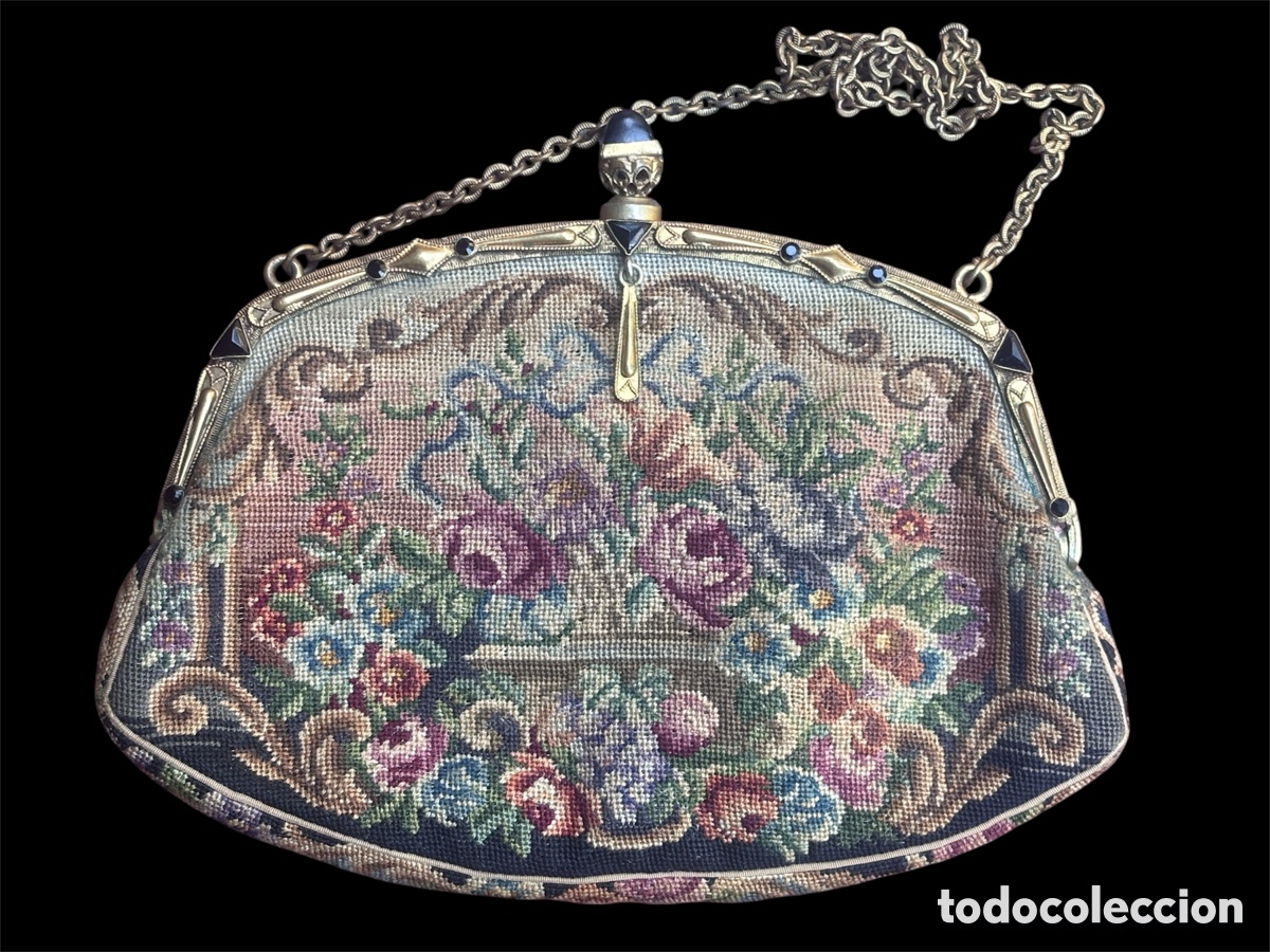Antiquit&eacute;s: BOLSO DE NOCHE JOYER&Iacute;A ART D&Eacute;CO A&Ntilde;OS 30 MICRO PETIT POINT AUSTR&Iacute;ACO