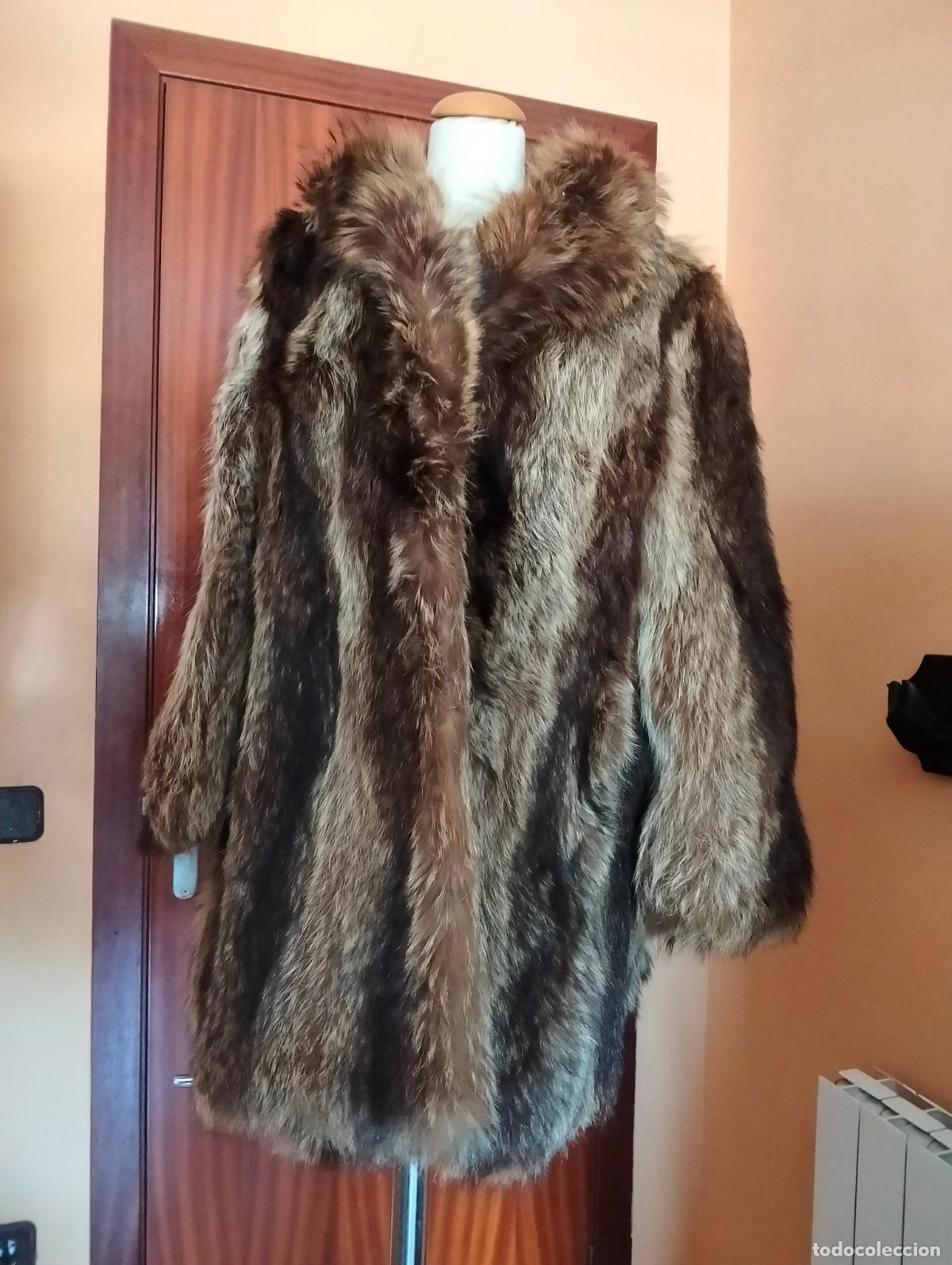 Antiquit&eacute;s: Abrigo de piel marr&oacute;n pieles nutria o similar vintage chaquet&oacute;n pelo invierno antiguo a&ntilde;os 60-70