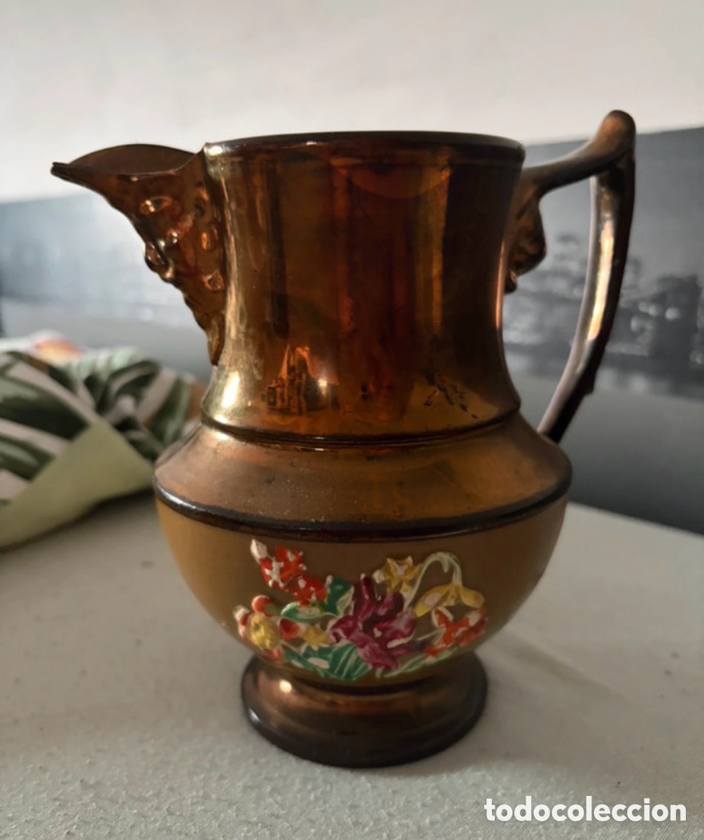 Antiques: Antigua jarra Bristol con flores