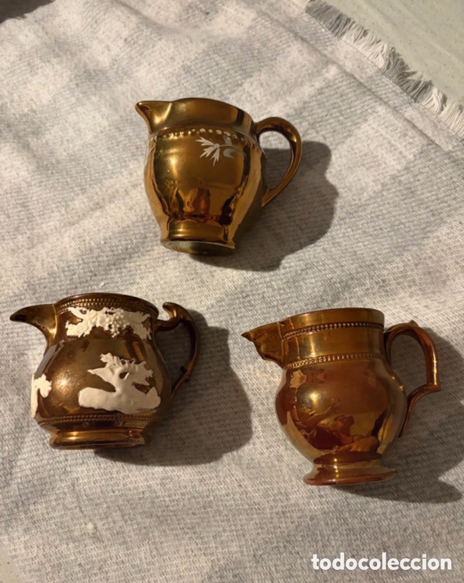 Antiques: Lote de 3 jarras Bristol con diversas decoraciones