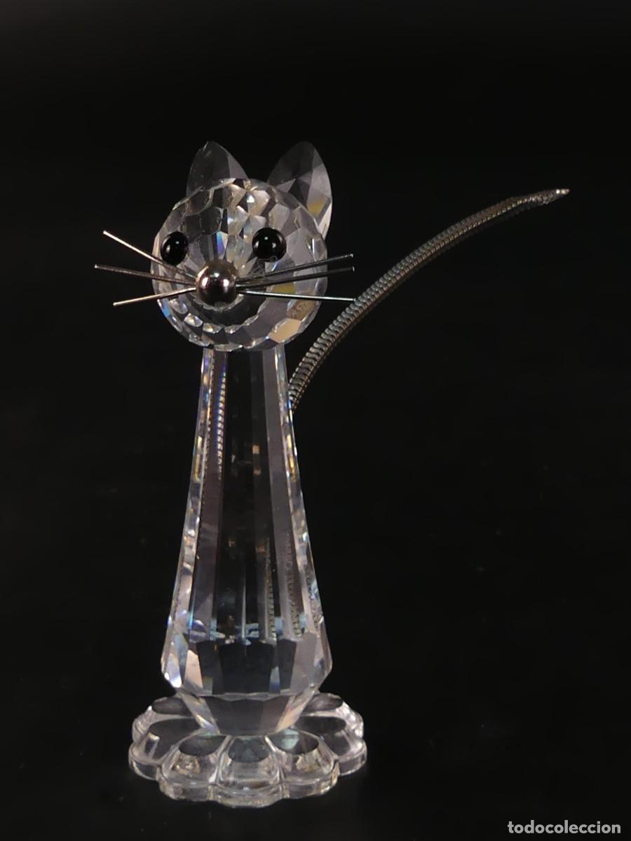 Antiques: PRECIOSA FIGURA DE UN GATO DE CRISTAL DE SWAROVSKI