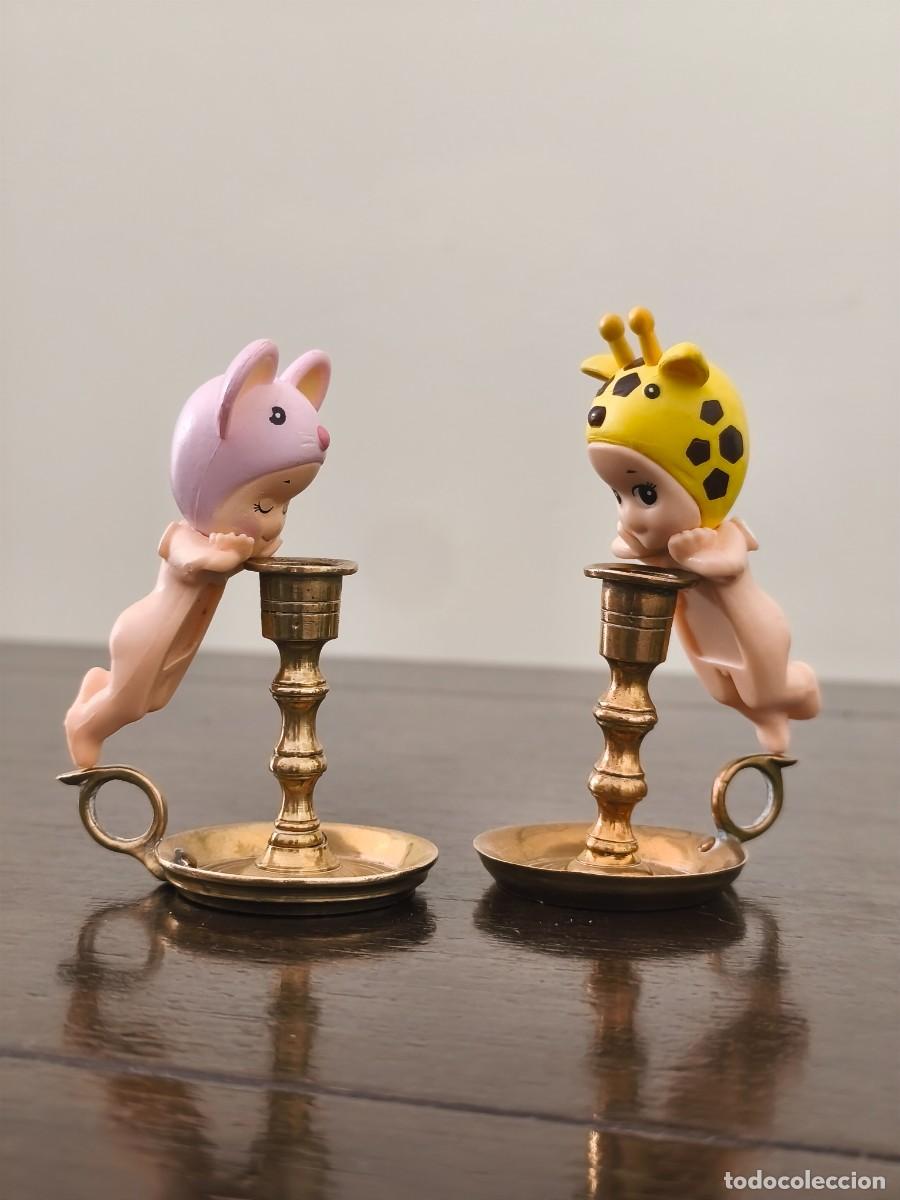 Antig&uuml;edades: Pareja de palmatorias en bronce de 5 cm. - Foto 1