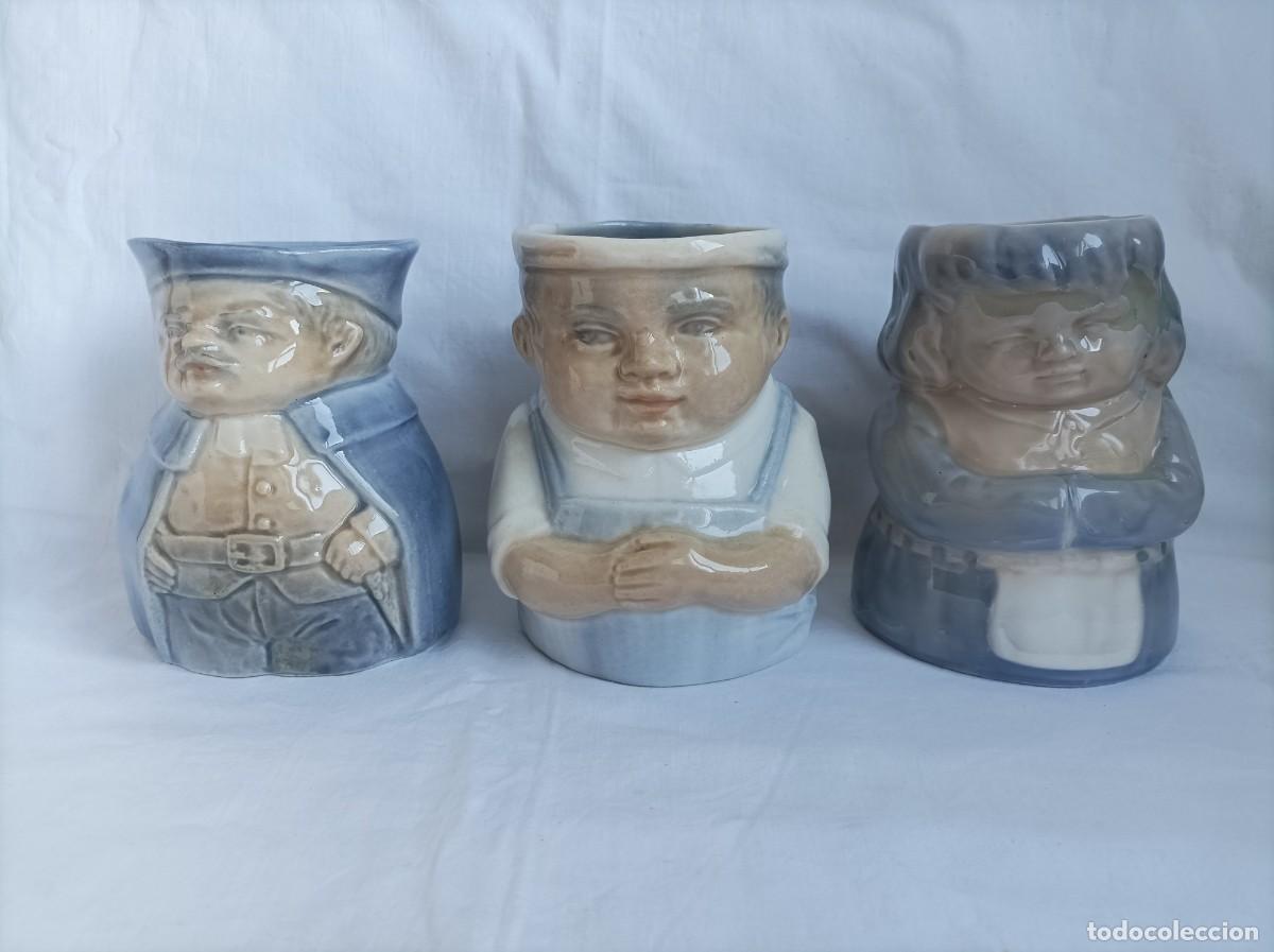 Antiques: GUISASOLA. ASTURIAS. LOTE DE 3 JARRAS DE LA SERIE SOBRE EL QUIJOTE. BUEN ESTADO