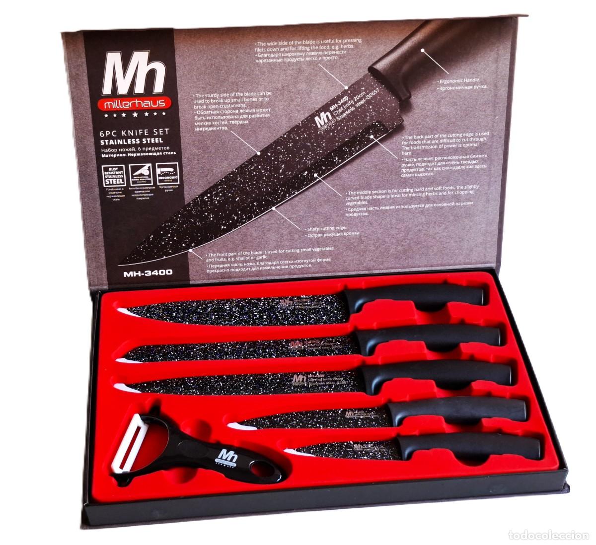 Antig&uuml;edades: SET DE CUCHILLOS DE COCINA PROFESSIONALES MILLERHAUS 6 PCS - NUEVOS EN CAJA