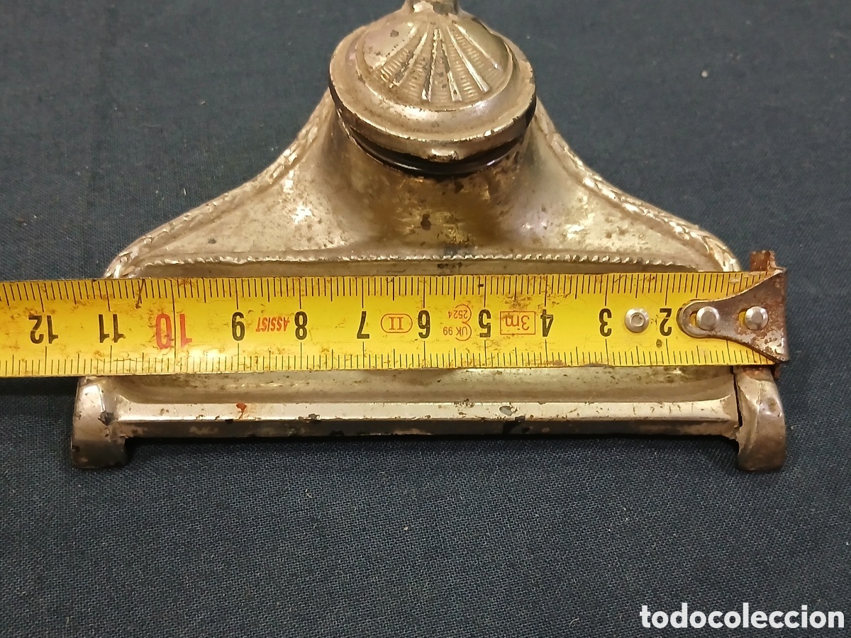 Antig&uuml;edades: Antiguo tintero en metal. (L134) - Foto 3