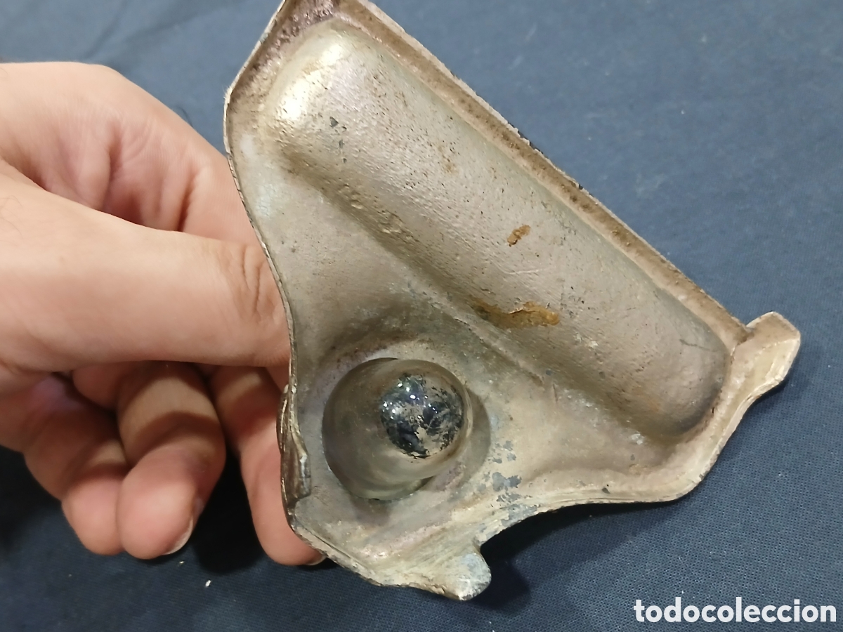 Antig&uuml;edades: Antiguo tintero en metal. (L134) - Foto 4