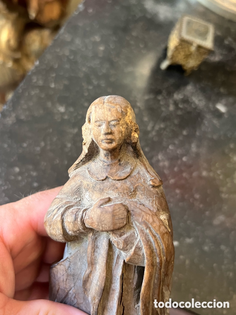 Antig&uuml;edades: Virgen en madera tallada xviii - Foto 9