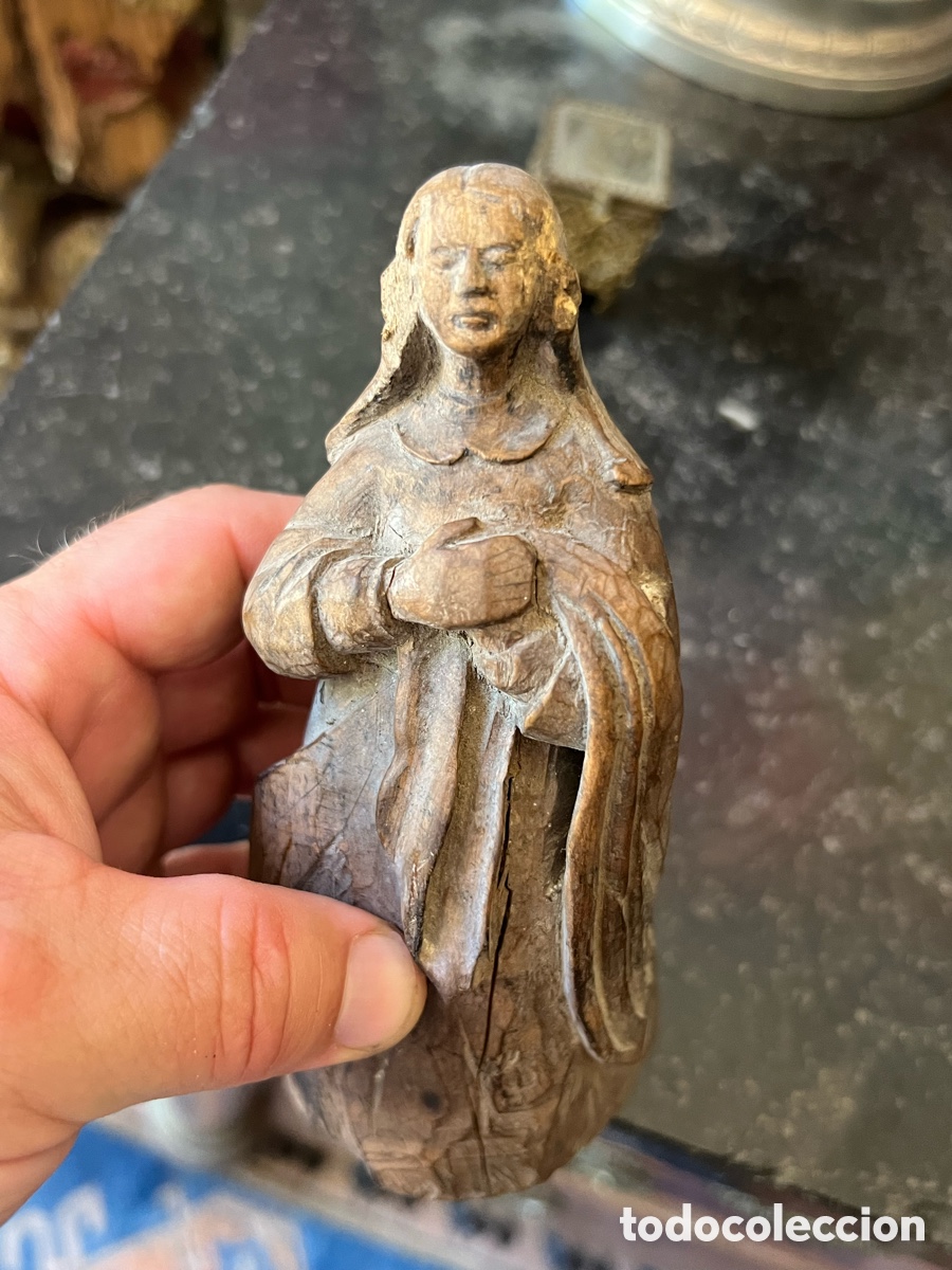 Antig&uuml;edades: Virgen en madera tallada xviii - Foto 11