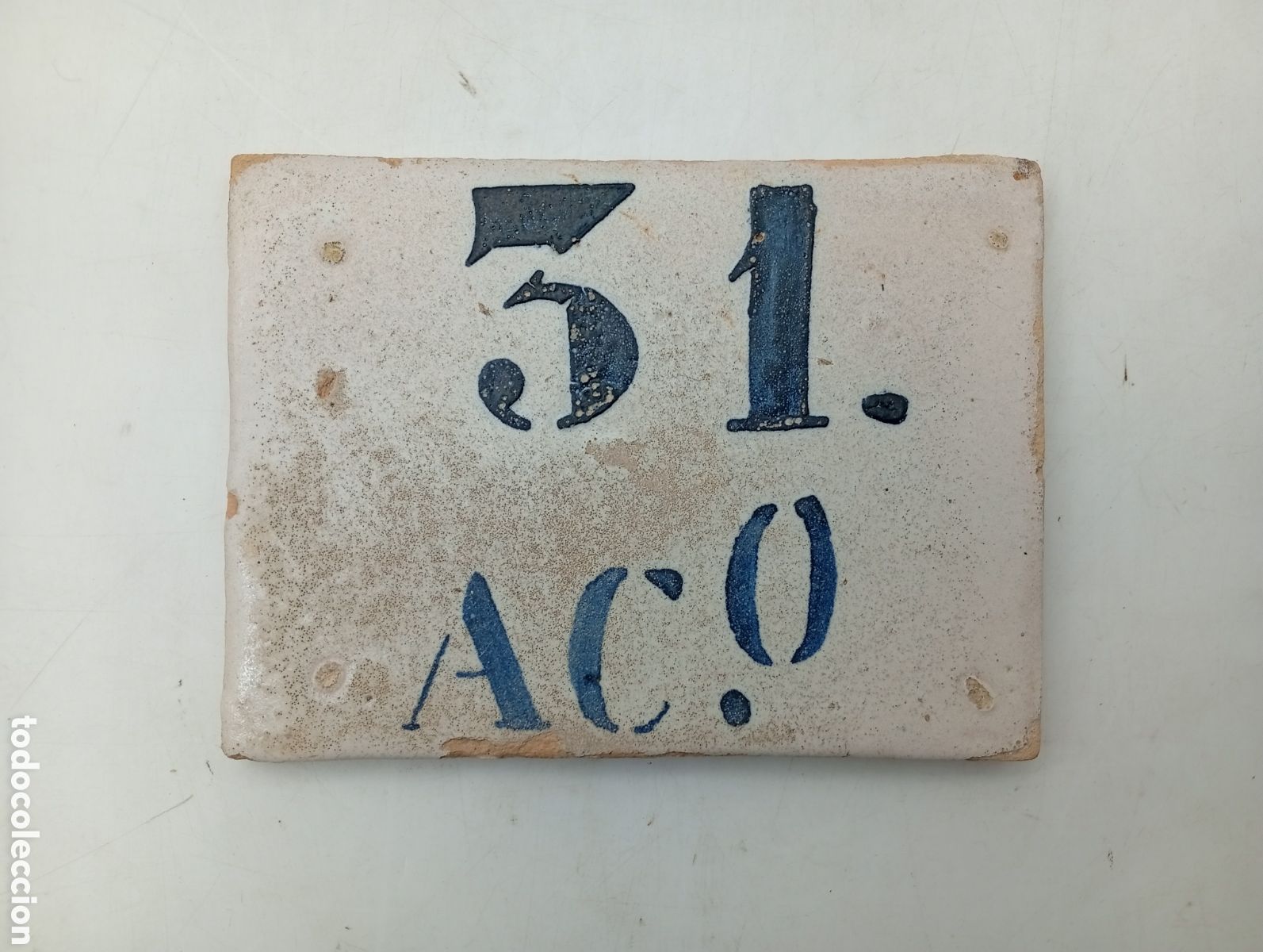 Antiquit&eacute;s: Azulejo catal&aacute;n siglo XIX azul n&uacute;mero 31